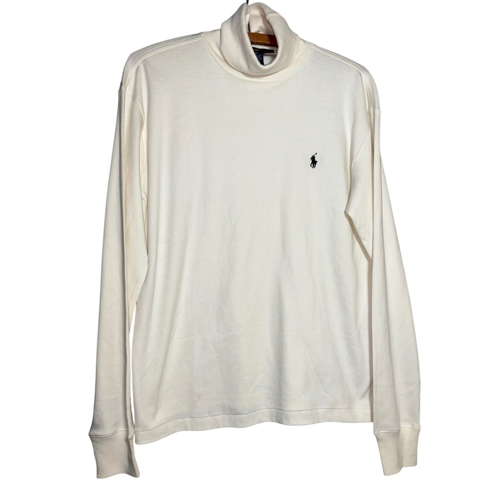 Polo Sport Ralph Lauren Womens Cream Cotton Turtleneck Long Sleeve Top Size M